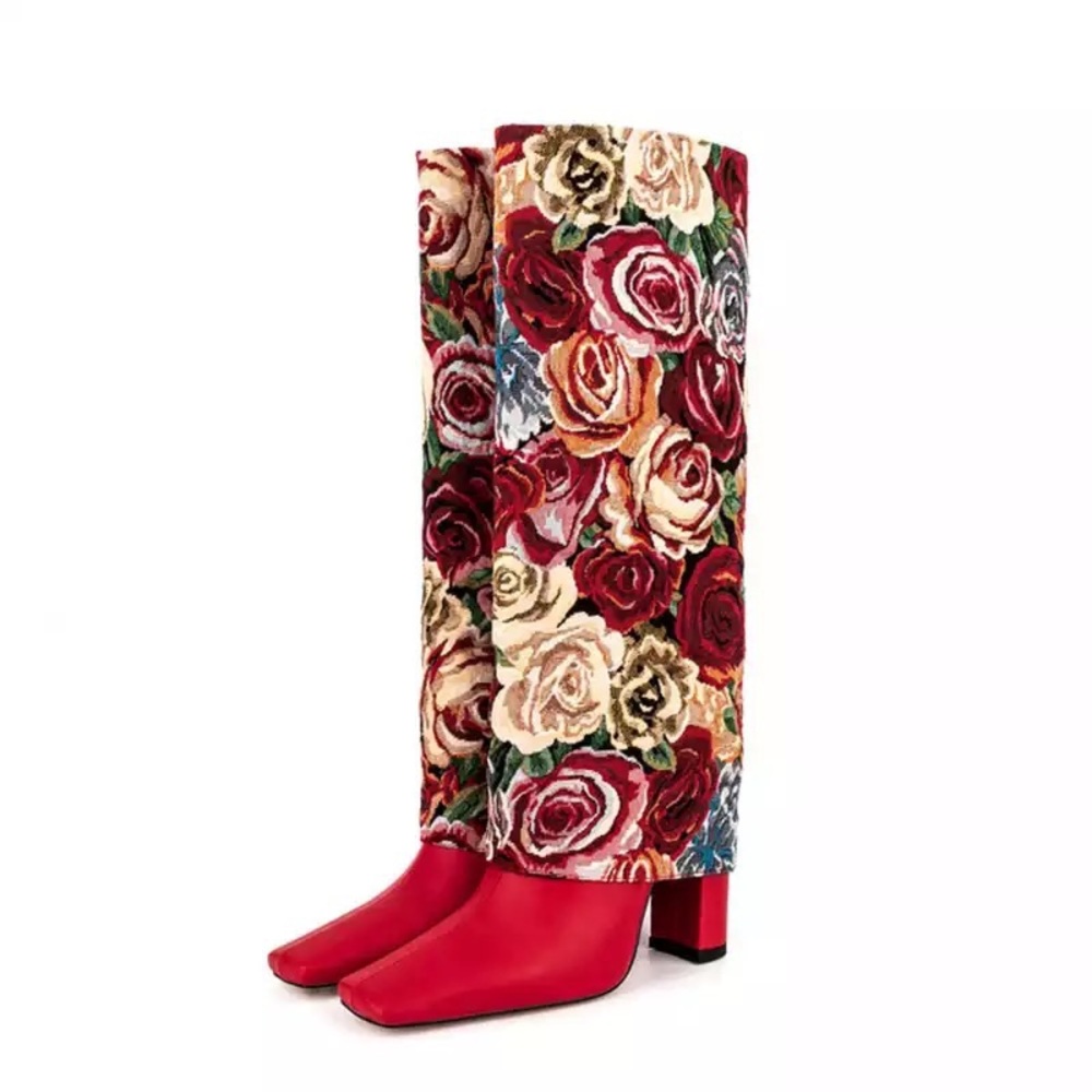Floral Pattern Boots